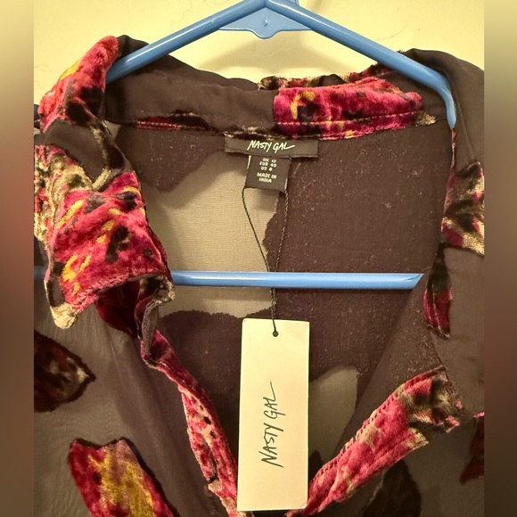 Nasty Gal Devore Oversized Sheer Floral Shirt - Picture 2 of 5